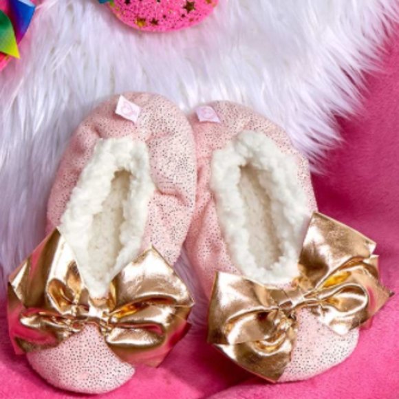 Jojo Siwa Pink Glitter Sherpa Lined Fuzzy Babba Slippers Kids 7-8 Yrs Sz 13-4 - Picture 9 of 10